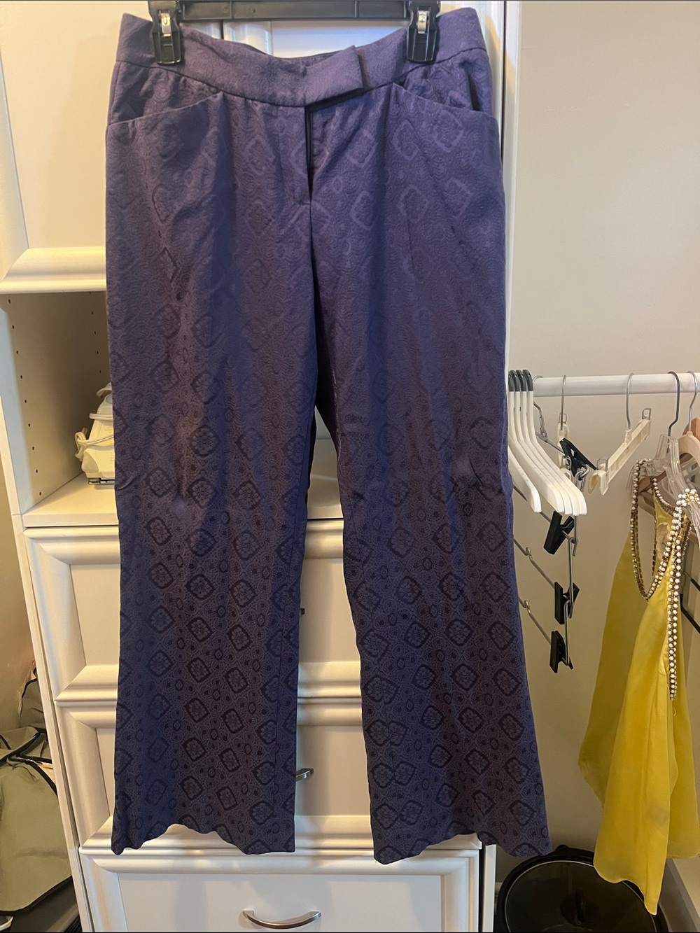 Elie Tahari Purple Patterned Wide-Leg Pants